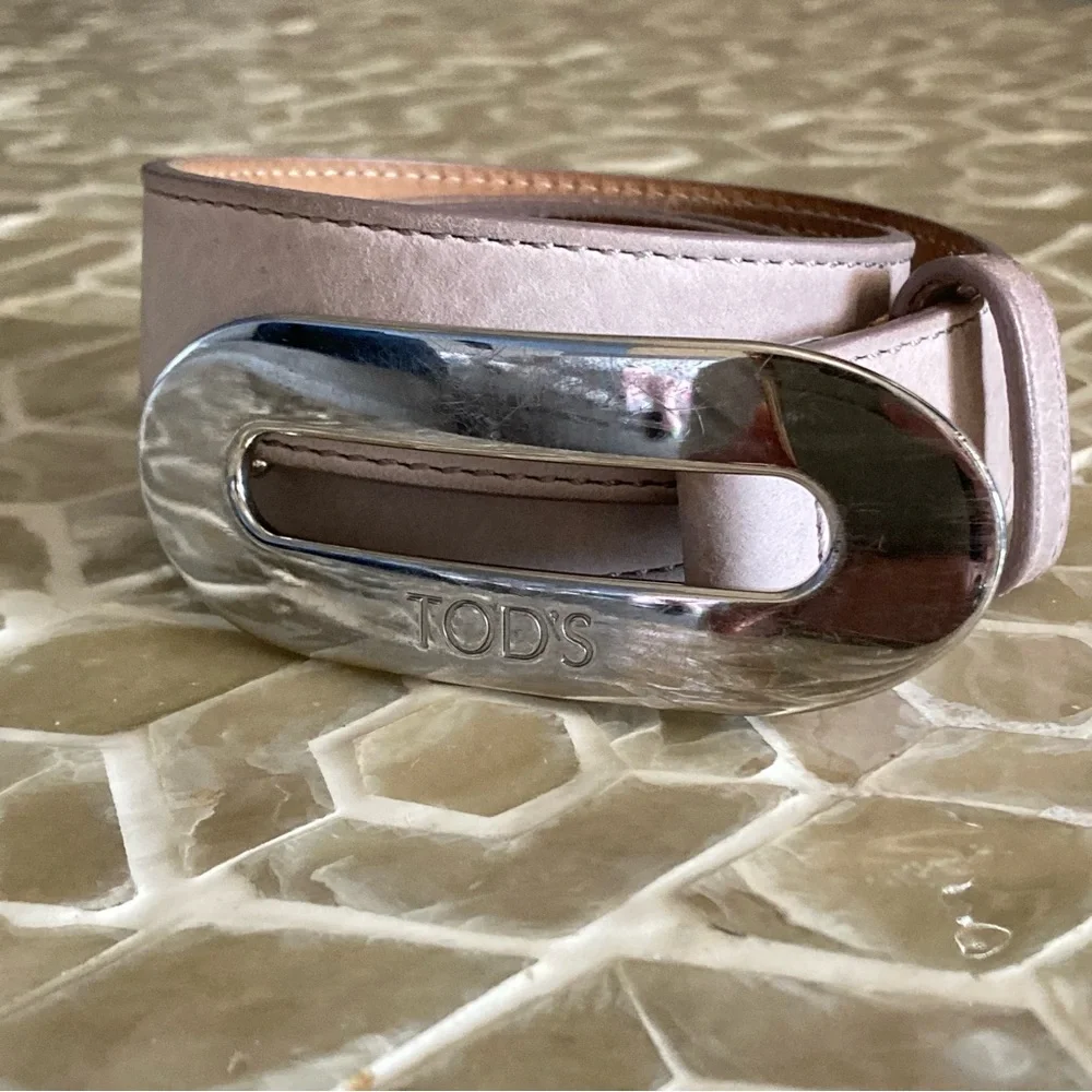 TOD'S Women’s Calfskin Leather Belt in lightest pink